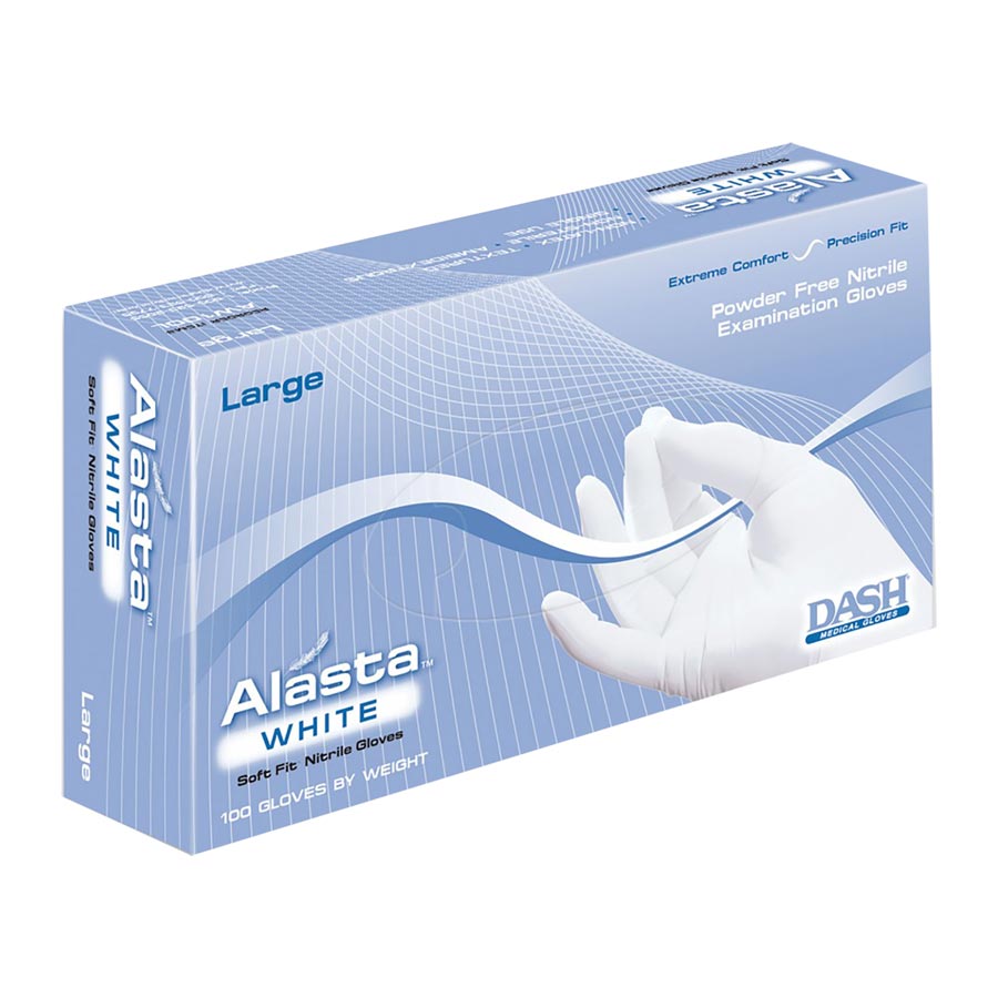 Alasta White Nitrile Exam Gloves Medium White Non-Sterile product image
