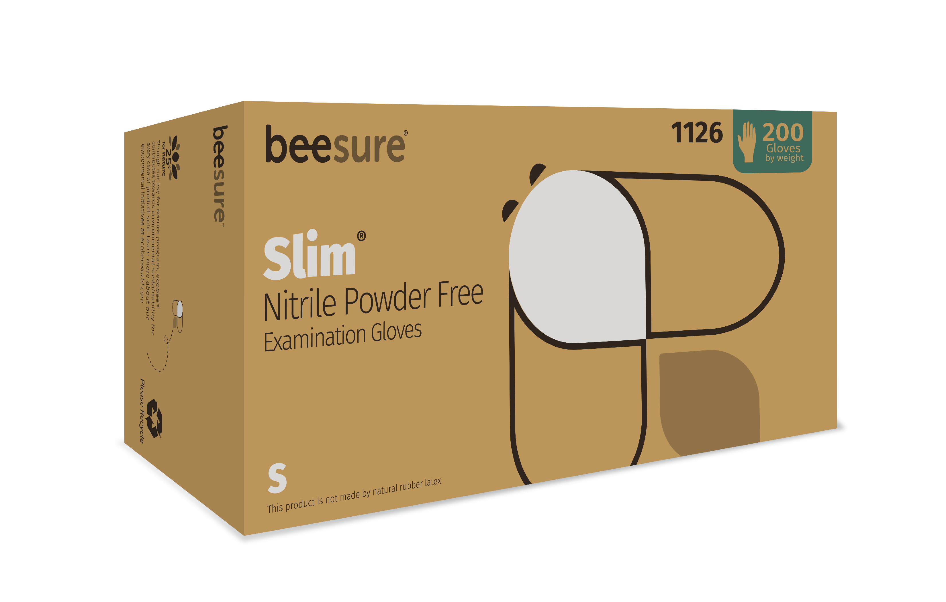 BeeSure Slim Nitrile Exam Gloves X-Small White Non-Sterile product image
