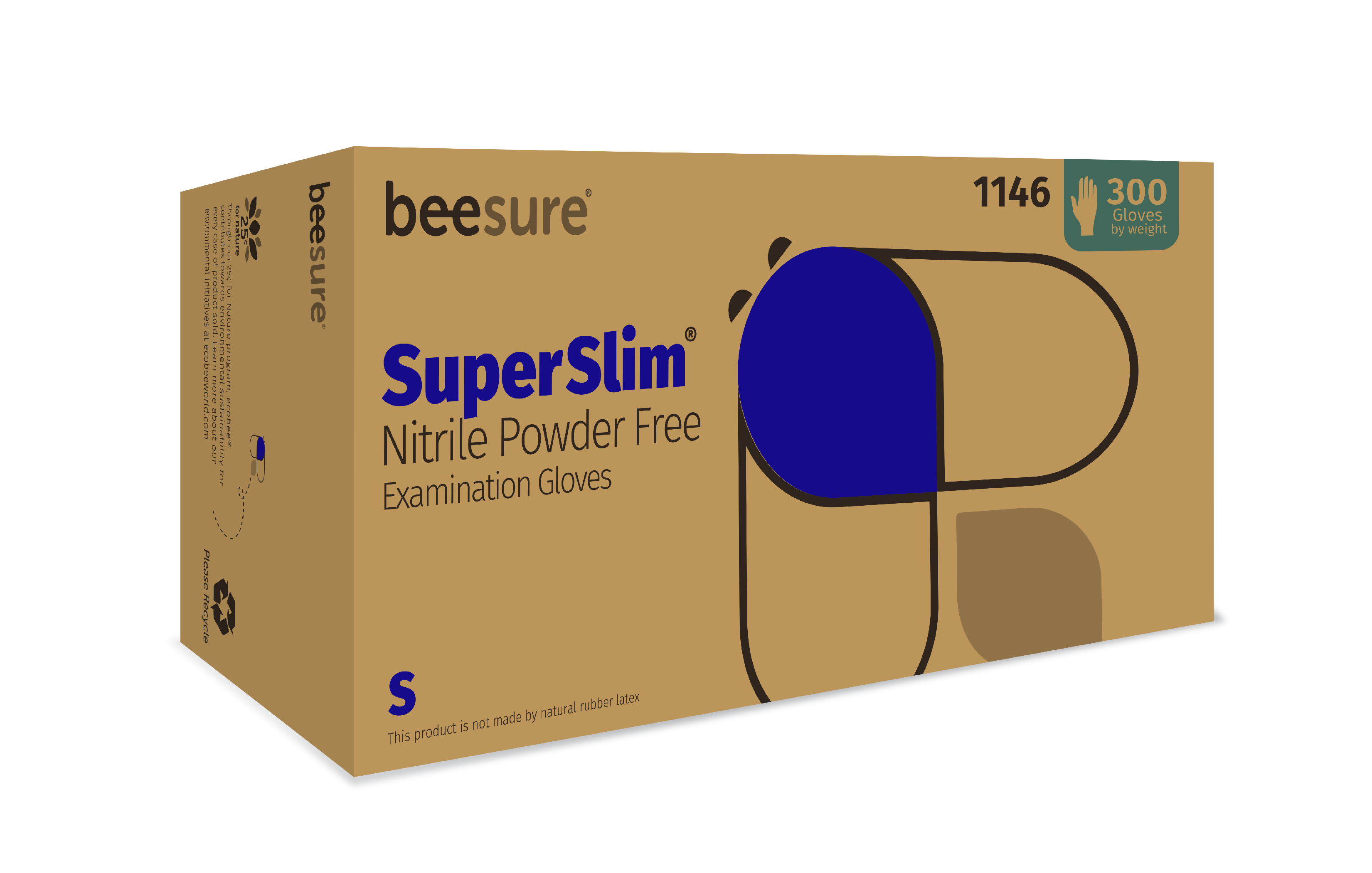 BeeSure SuperSlim Nitrile Examination Gloves, Powder-Free, Small, Cobalt Blue, 300/Box thumbnail 13
