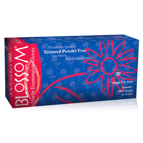 Blossom Nitrile Exam Gloves Medium Dark Blue Box of 100 thumbnail 2