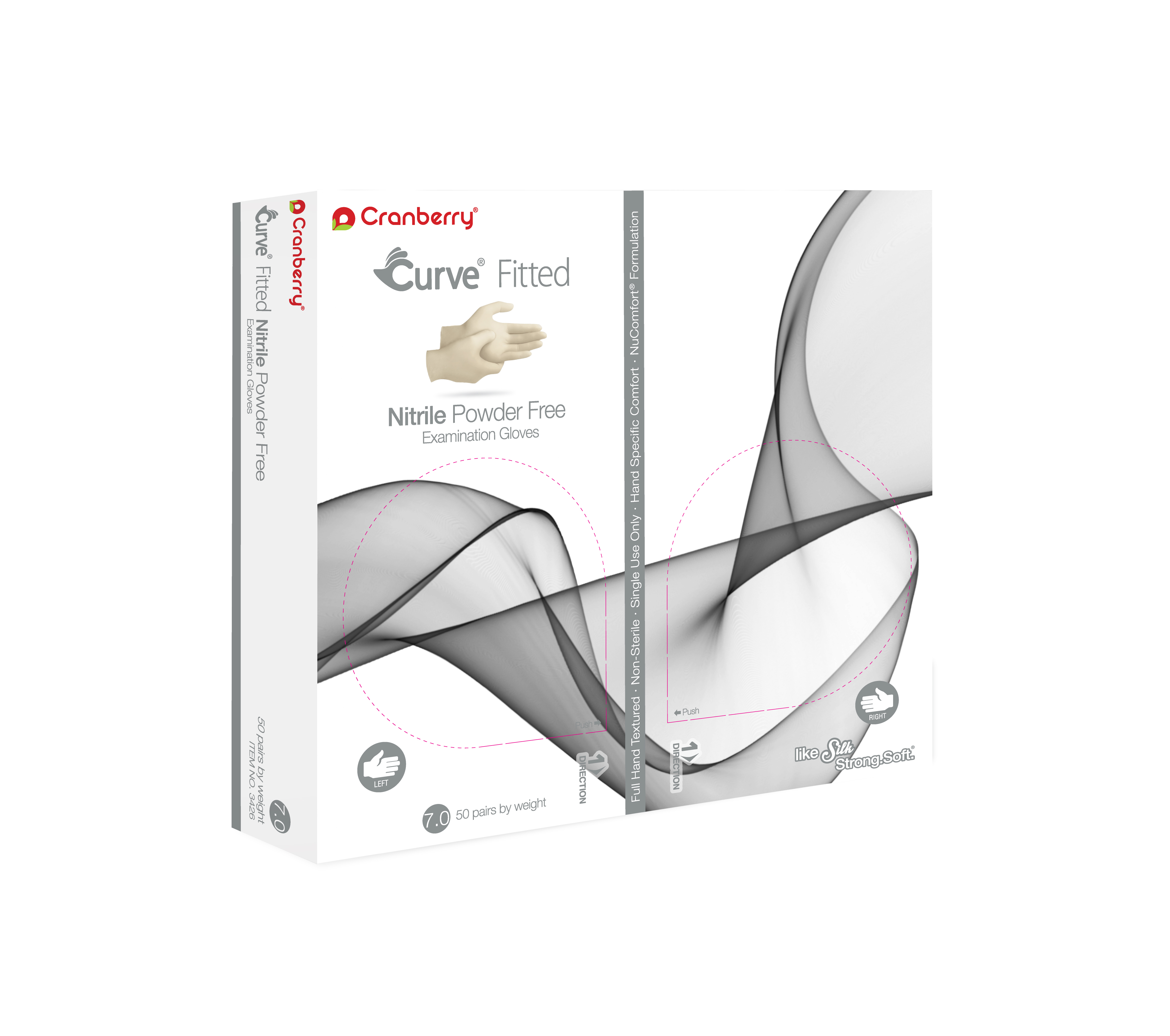 Curve Nitrile Exam Gloves Standard White Non-Sterile product image