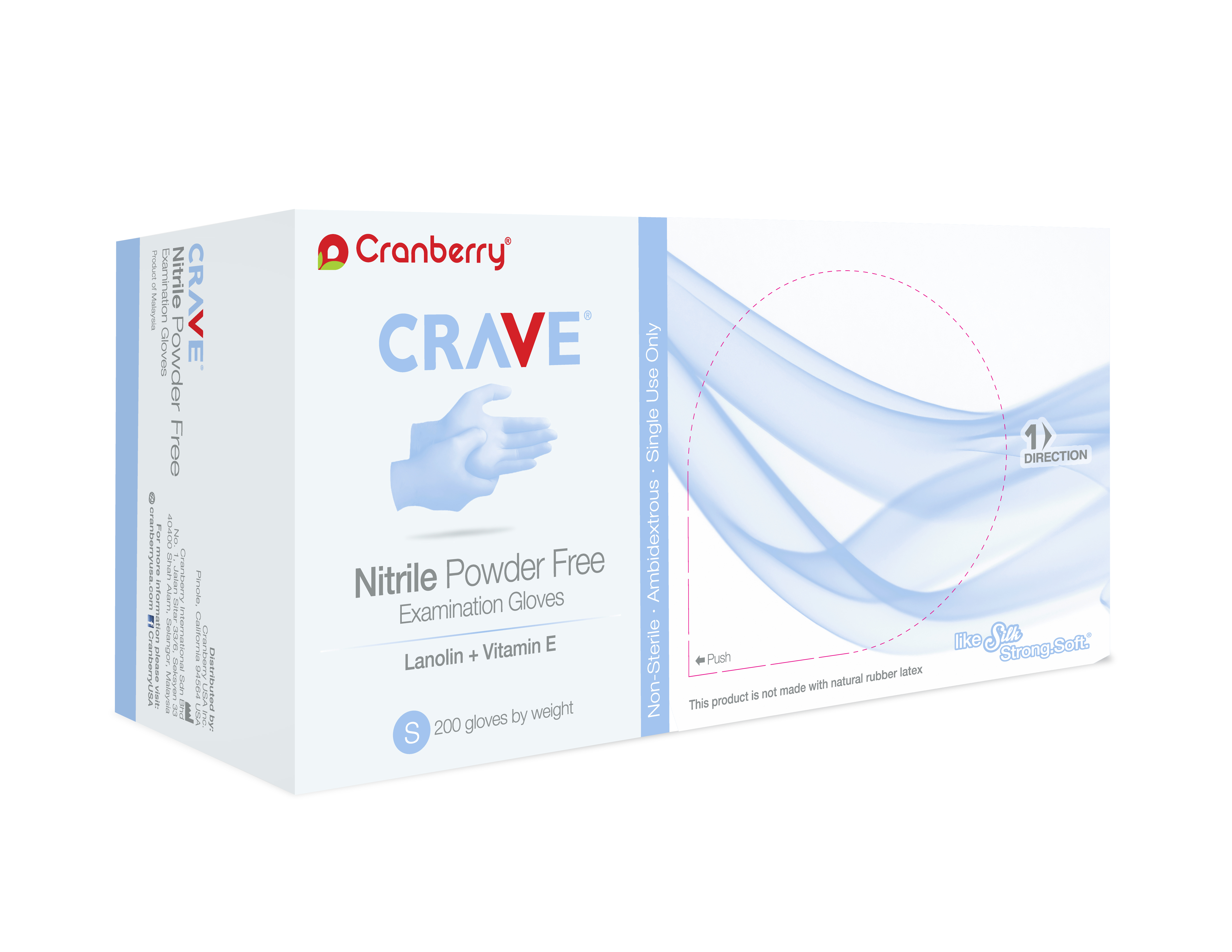 Crave Nitrile Examination Gloves, Powder-Free, Small, 200/Box, CR3556 product image
