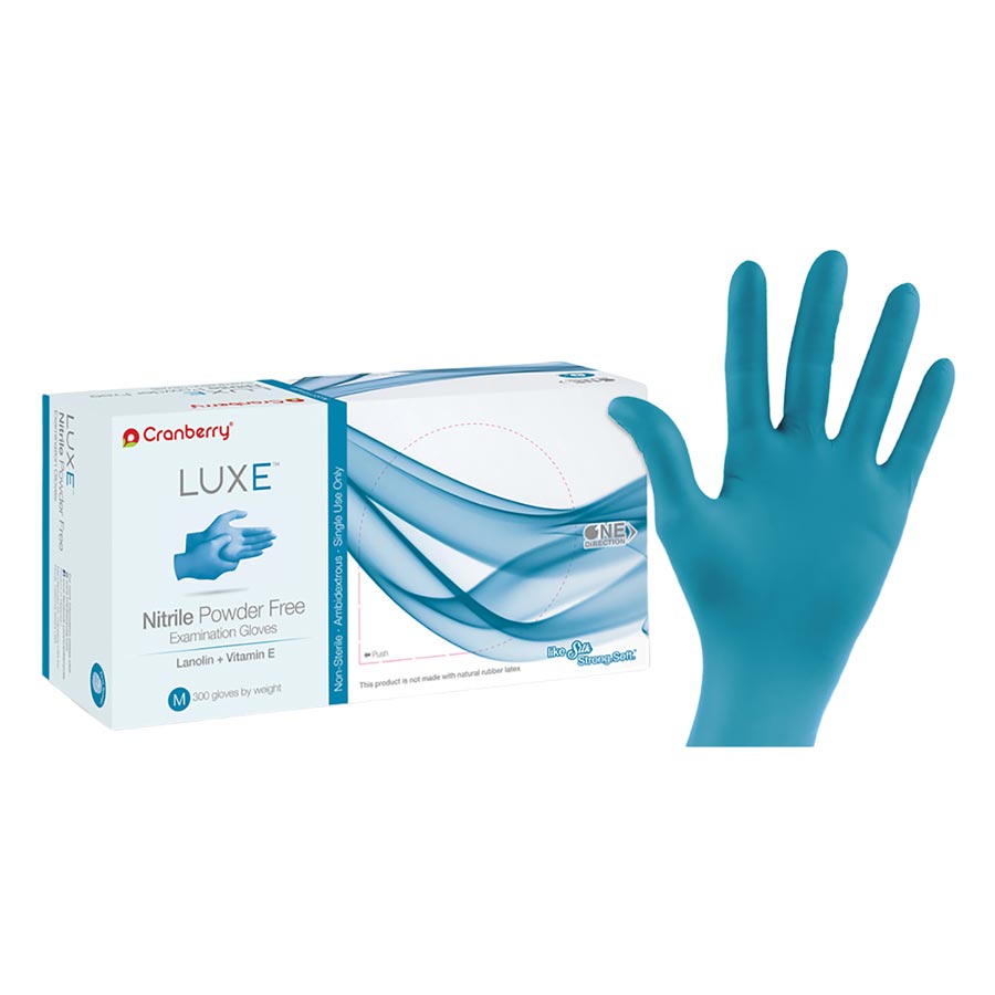 LUXE Nitrile Examination Gloves, Powder Free, Non-Sterile, Large, Azure Blue, 300/Bx, CR3668 product image