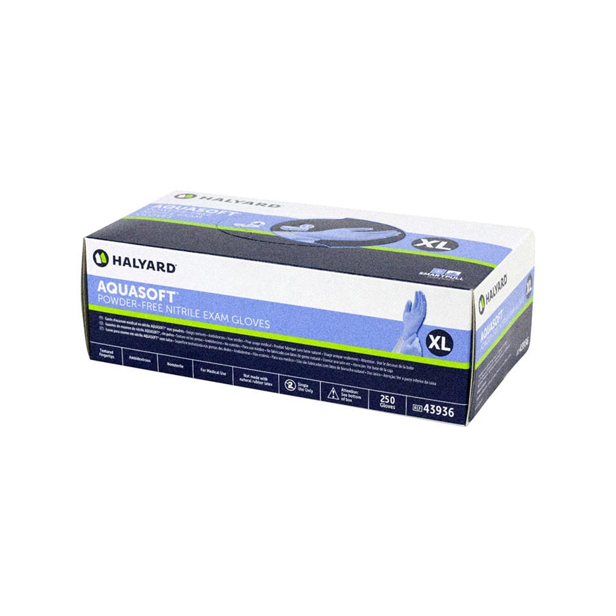 AquaSoft Nitrile Exam Gloves, Powder-Free, Extra Large, 250/Box thumbnail 9