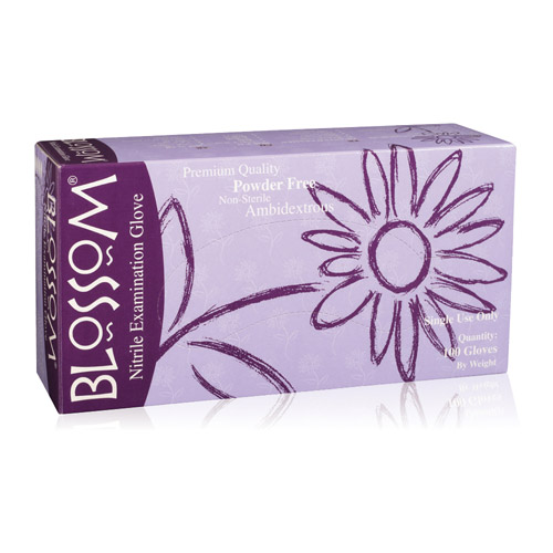 Blossom Nitrile Exam Gloves Medium Teal Blue Non-Sterile thumbnail 3