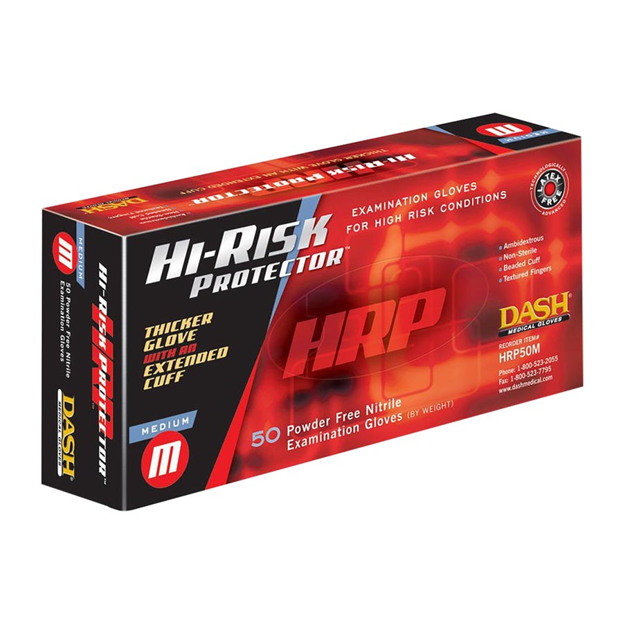 Hi-Risk Protector Nitrile Exam Gloves Medium Blue Box of 50 product image