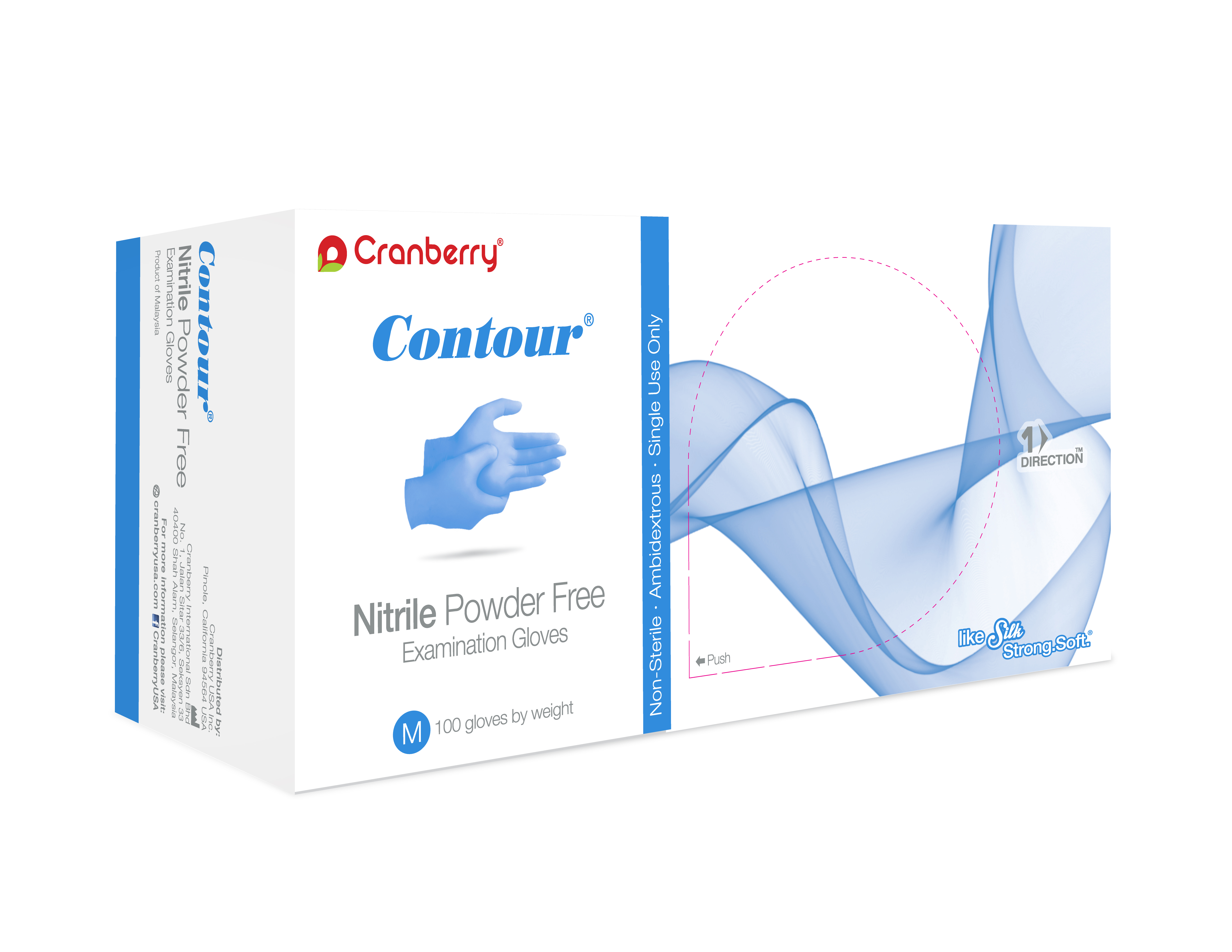 Contour Nitrile Exam Gloves Medium Standard Blue Non-Sterile thumbnail 8