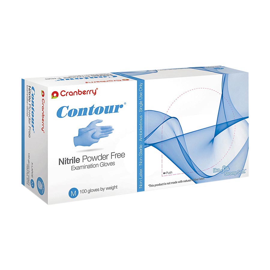 Contour Nitrile Exam Gloves X-Large Blue Non-Sterile thumbnail 7