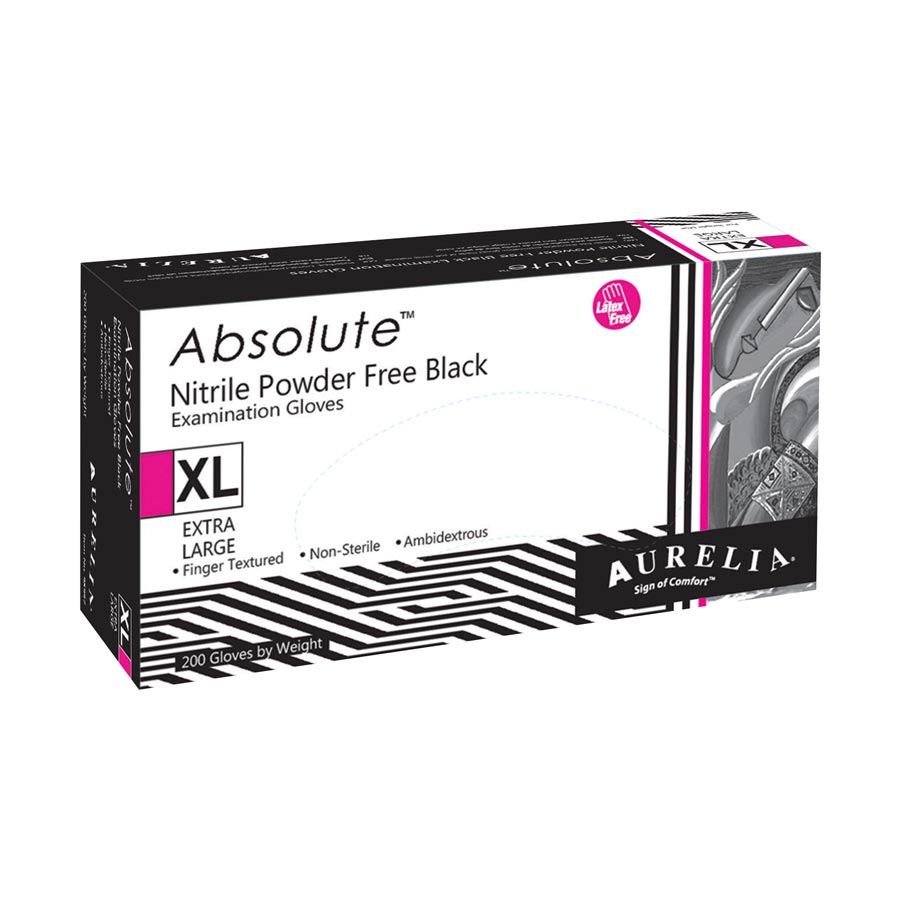Absolute® Nitrile Exam Gloves Large Black Box of 200 thumbnail 3