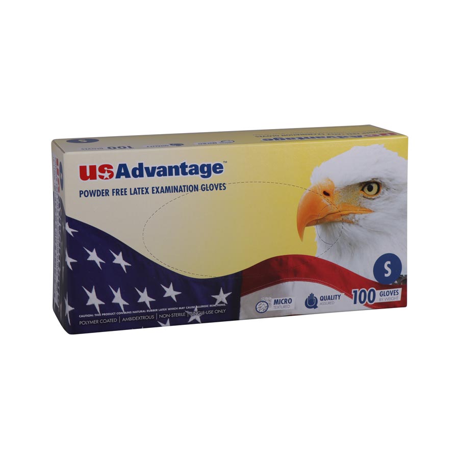 USAdvantage Powder Free Latex Exam Gloves Small 100/Box product image