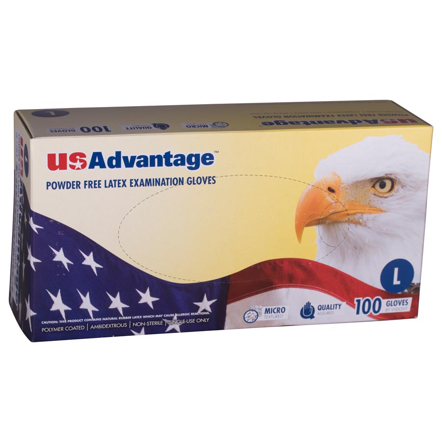 USAdvantage Powder Free Latex Exam Gloves  X-Small 100/Box product image