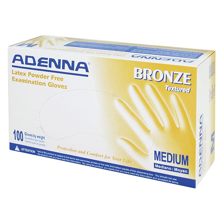 Adenna Bronze Small Latex Exam Gloves PF, Textured, 100/box, BRZ642 - Adenna Bronze Small Latex Exam Gloves PF, Textured, 100/box, BRZ642 - Image 1