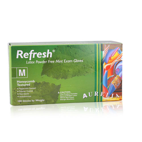 Aurelia Refresh PF Latex Green Gloves Medium 100/Box 99227 thumbnail 3