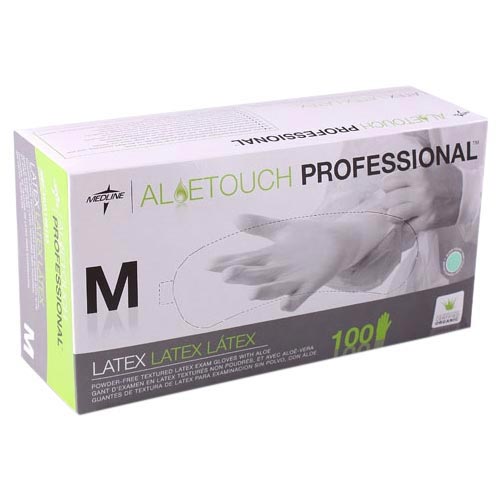 Medline Aloetouch Professional PF Latex Gloves X-Small 100/Box MDS198153 - Medline Aloetouch Professional PF Latex Gloves X-Small 100/Box MDS198153 - Image 1