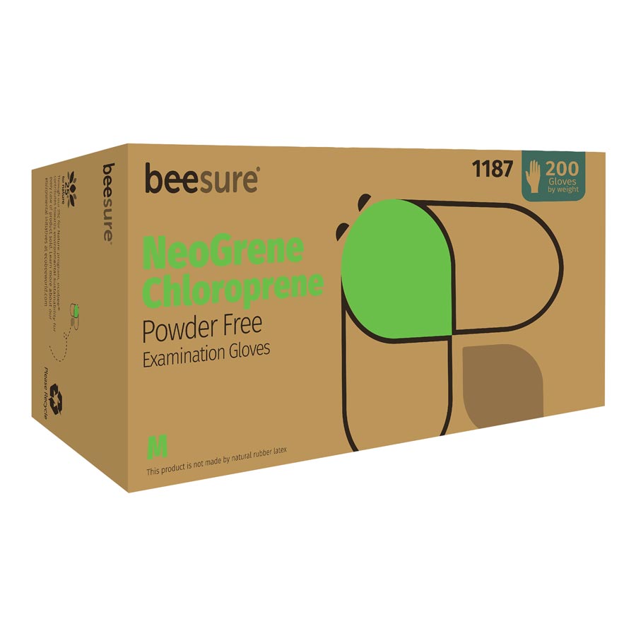BeeSure NeoGrene Chloroprene Exam Gloves X-Large Green Non-Sterile product image