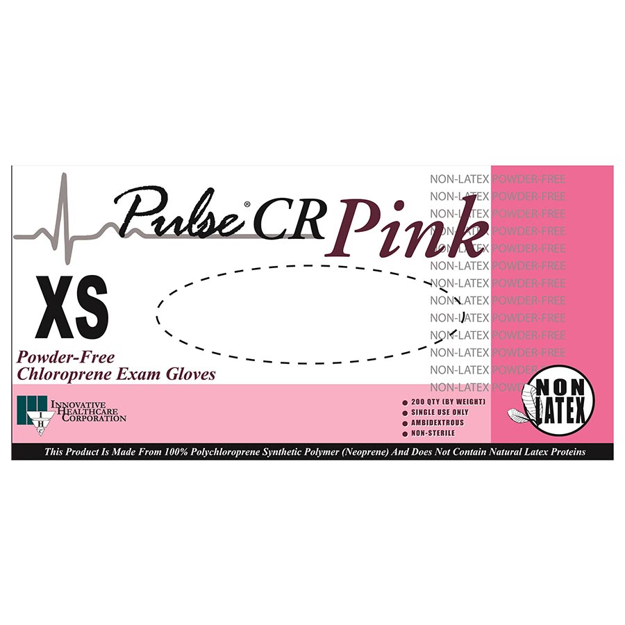 Innovative Pulse CR PF Polychloroprene Synthetic Exam Gloves Pink 200/Box 193052 thumbnail 2
