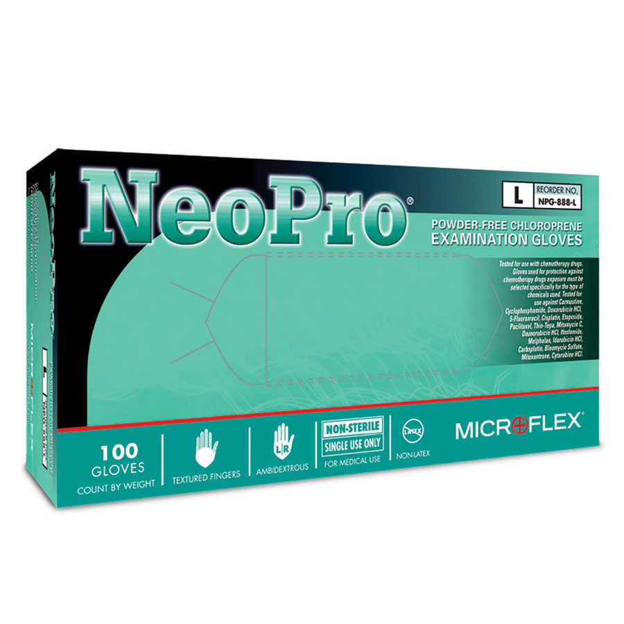 MICROFLEX NeoPro Neoprene Exam Gloves Large Green Non-Sterile 100/Bx thumbnail 9