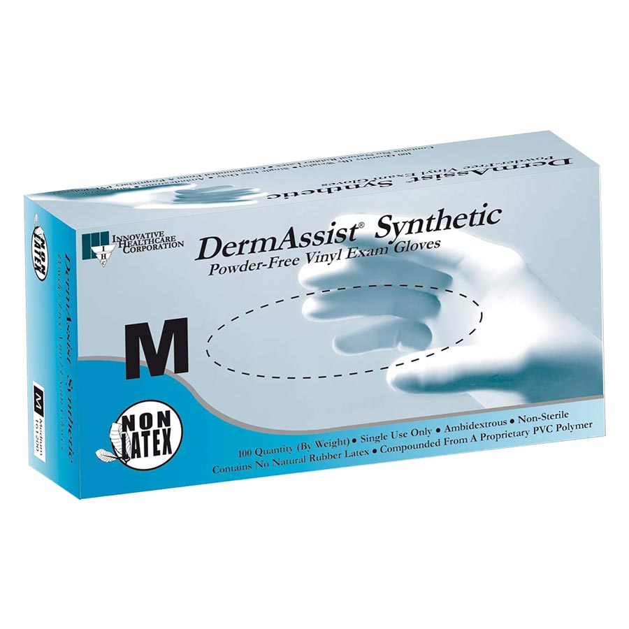 DermAssist® Vinyl Exam Gloves Medium Clear Case of 10 thumbnail 2