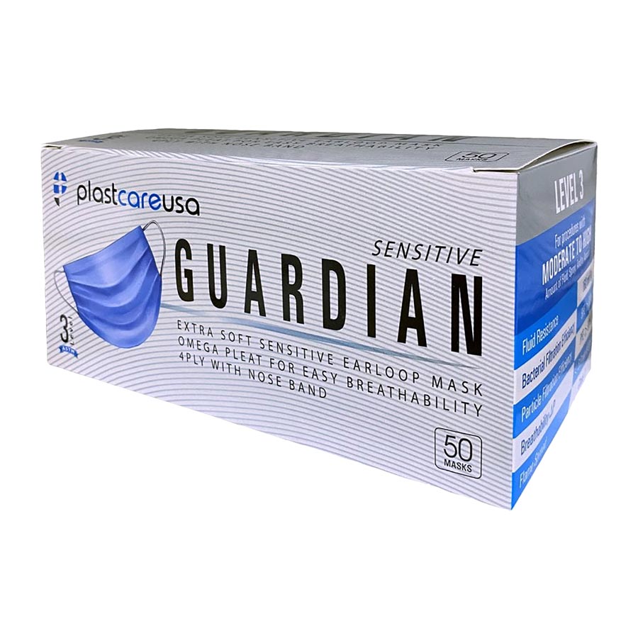 Plastcare Guardian Earloop Masks Blue 4 PLY Super Soft 50/Box ASTM3 product image