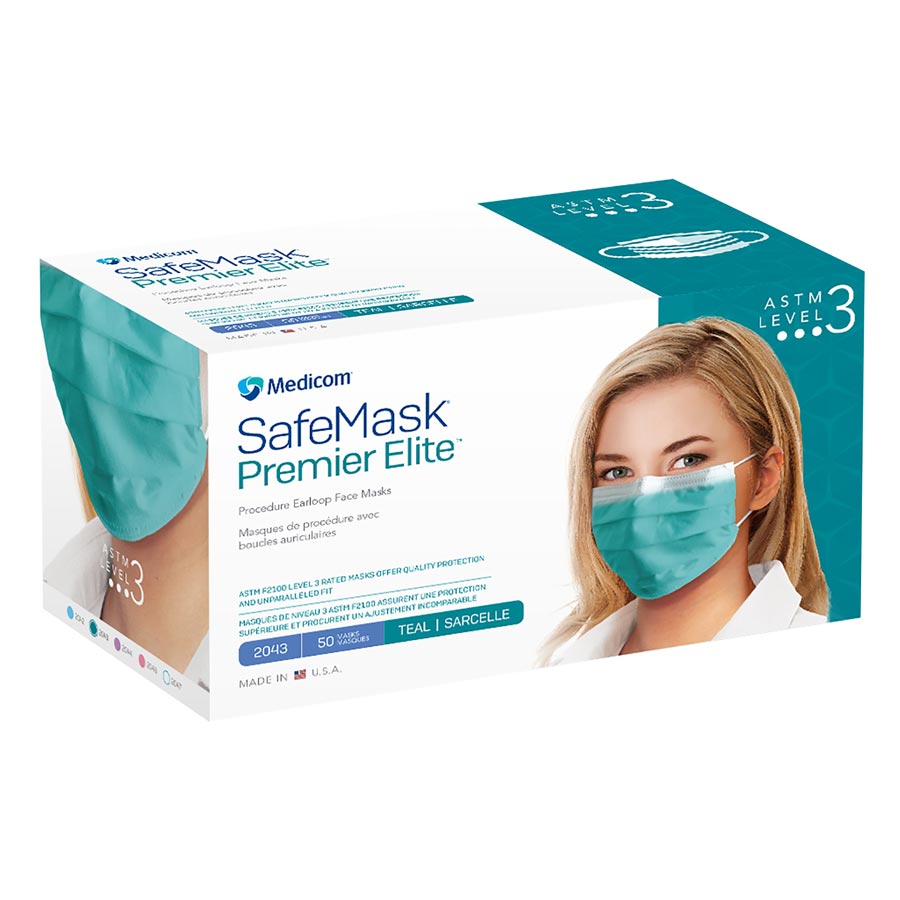 SafeMask Premier Elite Earloop Mask ASTM Level 3 Teal 50/Bx thumbnail 9