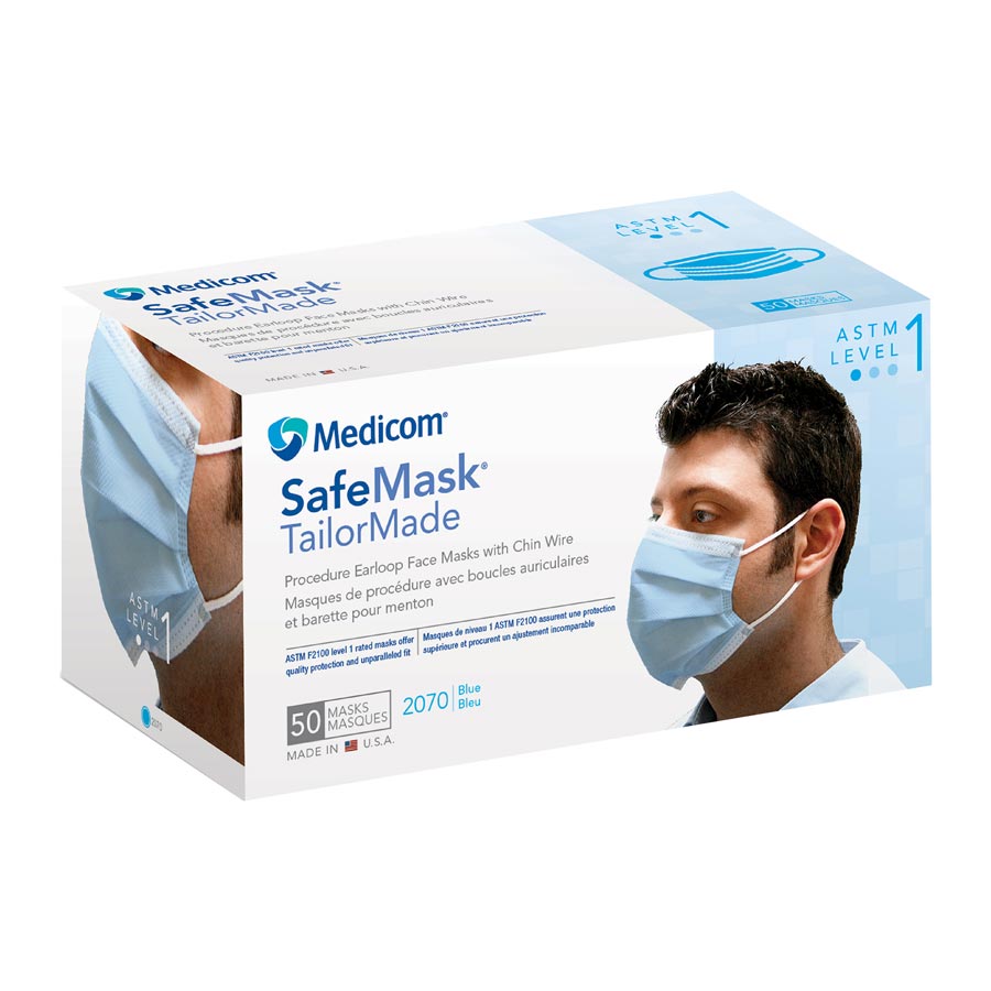 SafeMask TailorMade Procedure Mask with Chin Wire, ASTM Level 3, Blue, 50/Box, 2072 thumbnail 9