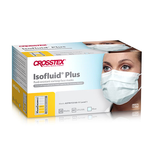 Isofluid Plus Earloop Masks, ASTM Level 1, Blue, 50/Pk, GPLUSBL thumbnail 9