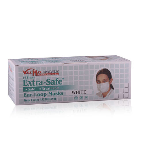 ValuMax - Extra-Safe Ear-Loop Masks White 50/Box thumbnail 2