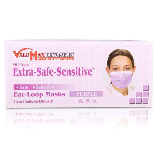 Extra-Safe Sensitive Masks, Sky Blue, 50/Pk, 5430E-SB product image