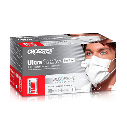 SecureFit Ultra Sensitive FogFree Earloop Masks, White, 40/Pk, GCFCXSFSF product image