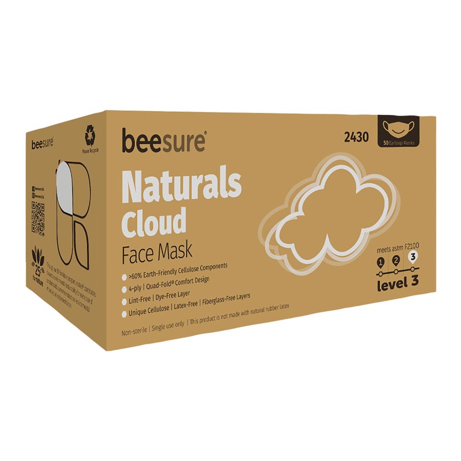 BeeSure Naturals Face Mask ASTM Level 3 White Adult 50/Bx thumbnail 8