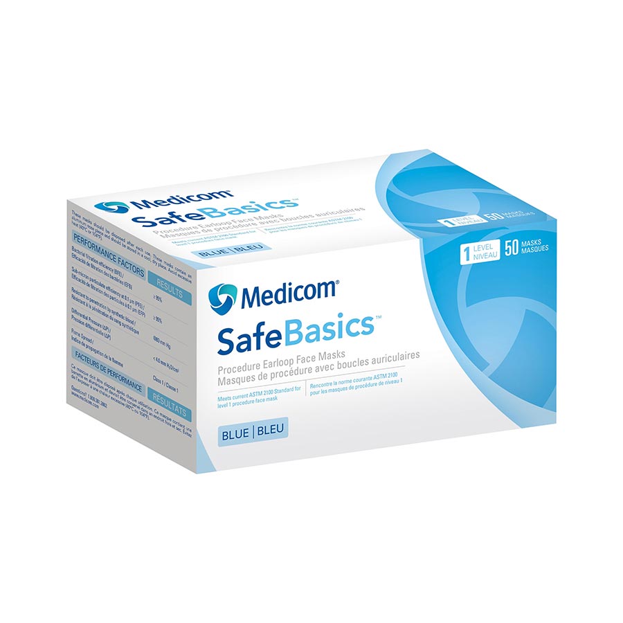 SafeMask Classics Earloop Masks, Level 1, Blue, 50/Bx, 205115 product image