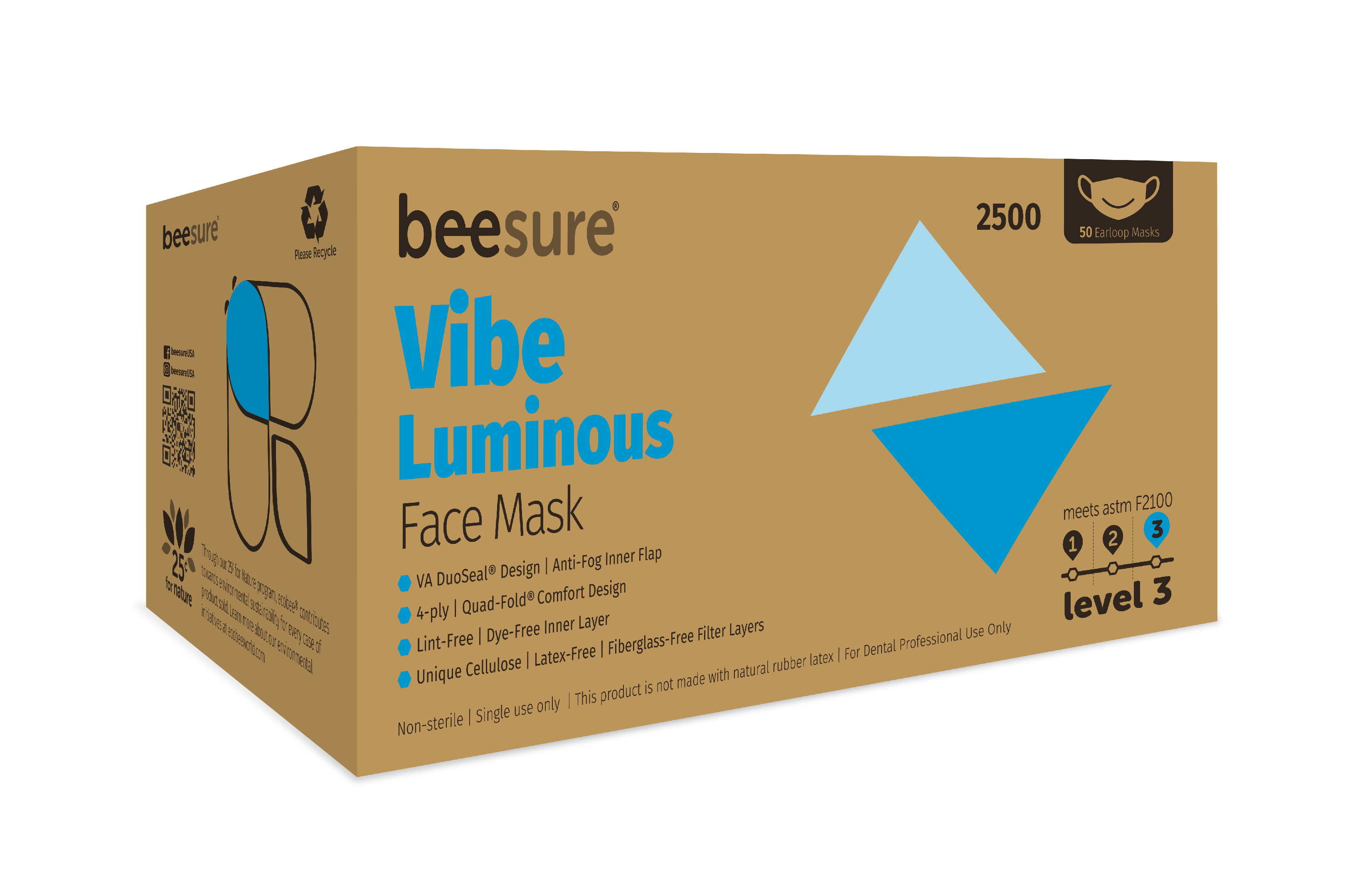 Vibe Face Masks, ASTM Level 3, Luminous Blue, 50/Bx, BE2500 thumbnail 9