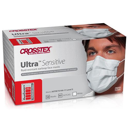 Ultra Sensitive Earloop Masks, ASTM Level 3, White, 50/Pk, GCFCXS thumbnail 9