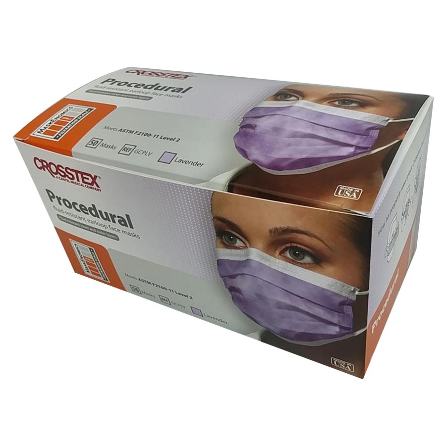 Procedural Earloop Face Masks, ASTM Level 2, Lavender, 50/Pk, GCPLV thumbnail 8