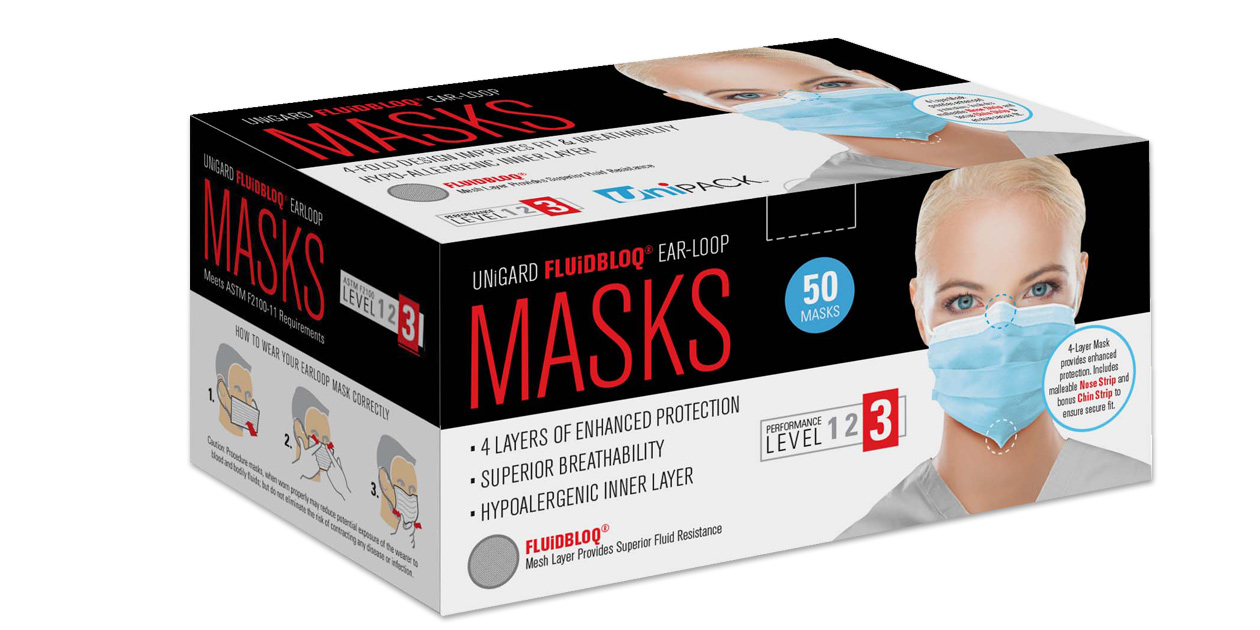 Unipack Face Mask ASTM Level 3 White 1000/Ca thumbnail 3