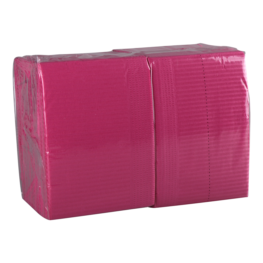 Plastcare Patient Bibs Vibrant Fuchsia Pink 2Ply+Poly 13x18 (EURO) 500/Case product image