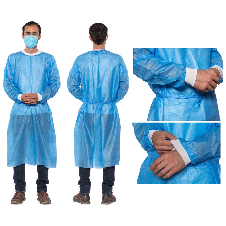 Plastcare  Knit Cuff Isolation Gowns Blue 30gm 50/Box product image