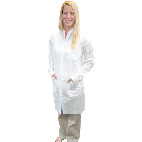 Maytex White Autoclavable/Disposable LabCoat Medium Latex-Free Fluid Resistant Pack of 30 thumbnail 2