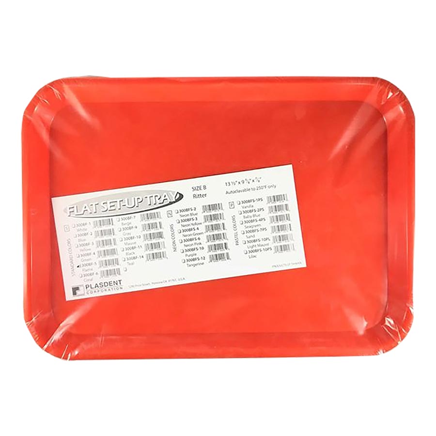 Plastic Set-Up Trays, Ritter, Flat, # B, 13 3/8" x 9 5/8" x 7/8", Flame, 1/Pk, 300BF-5 product image
