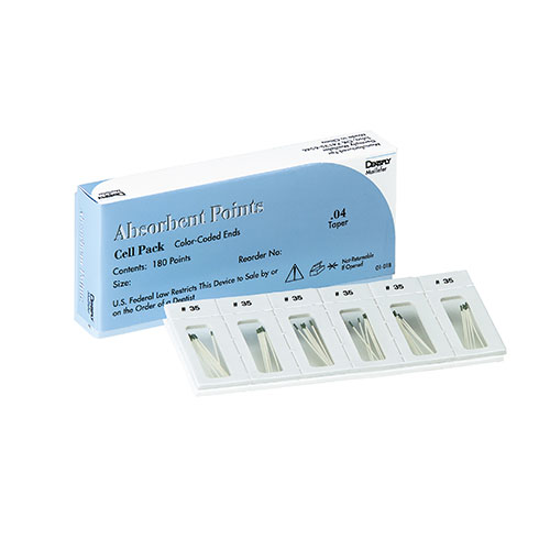 Hand-Rolled Absorbent Paper Points, Sterile, Cell Pack, # 15-40, 0.06 Taper, Assorted, 180/Pk, 670199 product image