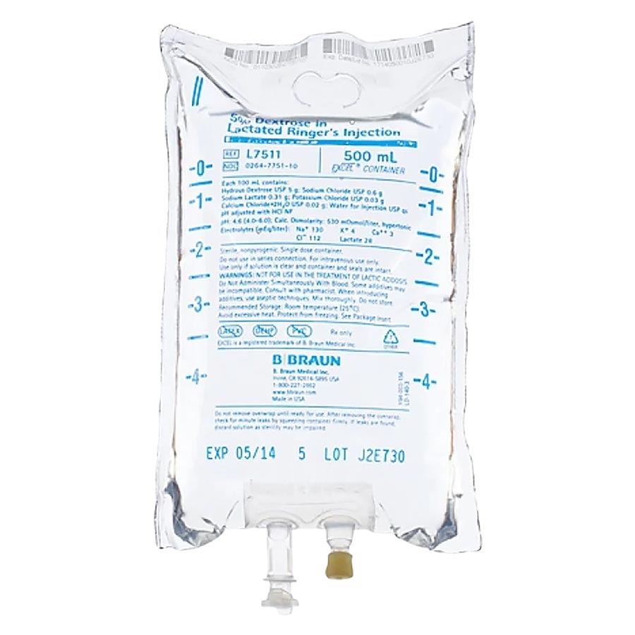 Excel IV Injection Solution Lactated Ringers 500mL Plstc Inj Cntnr 24/Ca product image