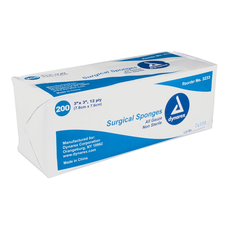 100% Cotton Gauze Sponge 3x3" 12 Ply Non-Sterile Square LF thumbnail 2