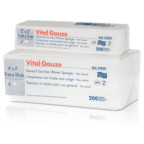 Medicom - Vital Gauze 2" x 2" 4-ply Non-Sterile Non-Woven All Purpose Sponge, Case of 8000, A7632 thumbnail 2