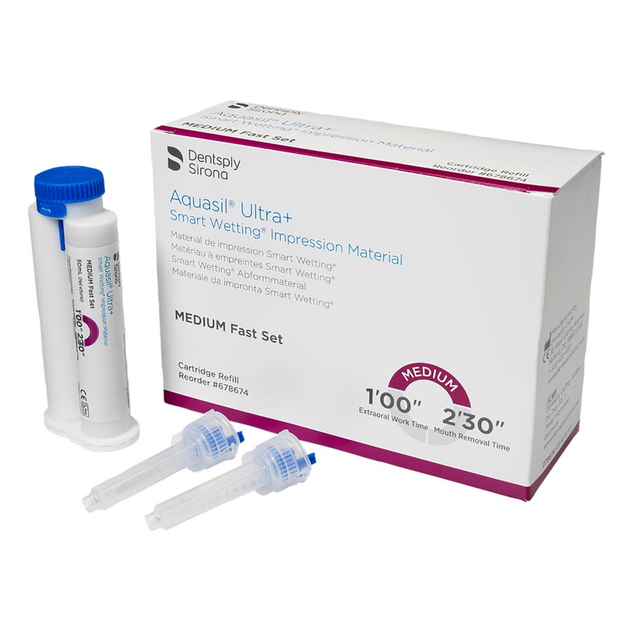 Aquasil Ultra+ VPS Impression Material, Cartridge Refill Pack, Medium Body, Fast Set, 50 ml, Mint, Purple, 4/Pk, 678674 thumbnail 9