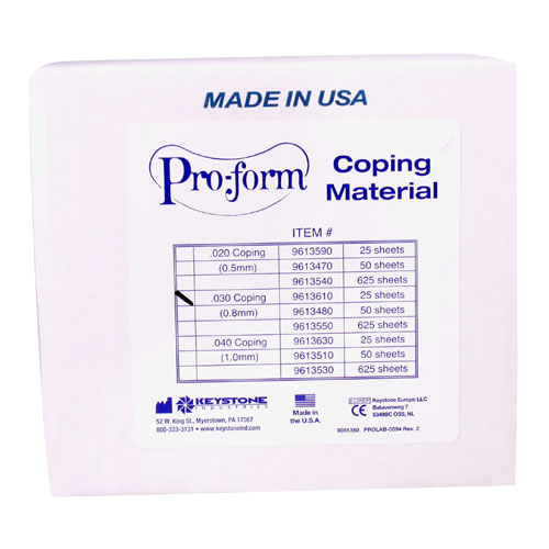 Coping Material, Pro-Form, 0.030, 0.75 mm, 25/Pk thumbnail 2