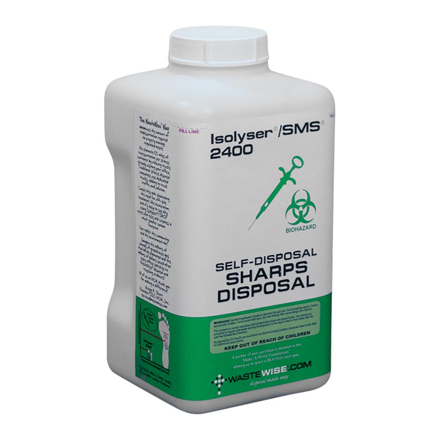 Isolyser/SMS Sharps Container 0.8gal Wht/Grn 5x5x9.5" Scrw Ld Vert Drp Plstc Ea thumbnail 9