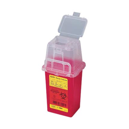Phlebotomy Sharps Collectors, with Needle Port, 1.5 Qt Tray, Red, 1/Pk, 305487 thumbnail 3