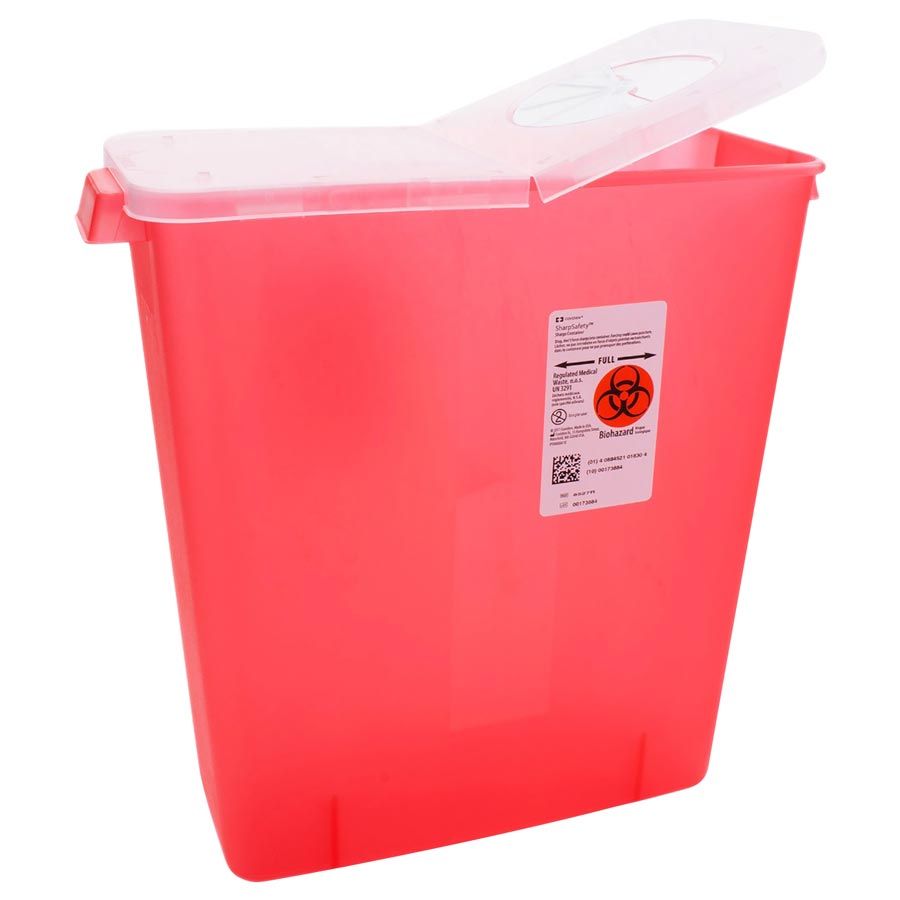SharpStar Sharps Containers, with Hinged Rotor Lids, 3 Gal, Transparent Red, 1/Pk, 8527R product image
