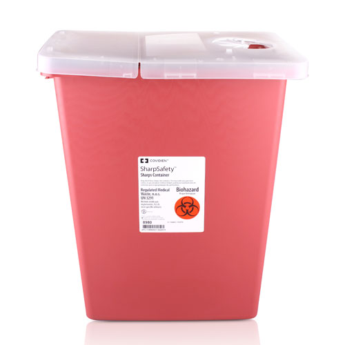 Monoject Sharps Container, with Hinged Rotor Lid, 8 Gal, Large, Red, 1/Pk, 8980 thumbnail 8