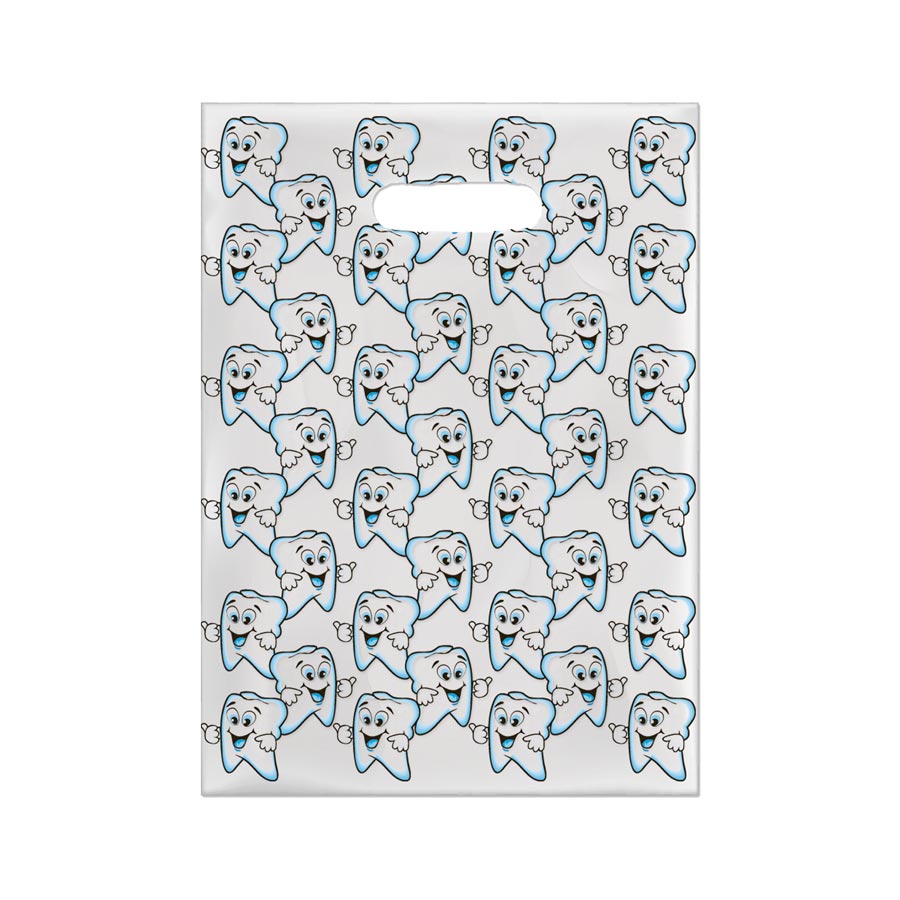 Scatter Print Bags Cute Tooth Guy 2 Sided Print Clear 100/Bx thumbnail 3